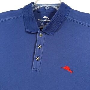 Tommy Bahama Men's Blue Pima Cotton Short Sleeve Polo Shirt Size Large